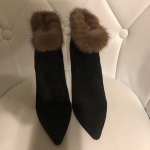 Pre-owned Oscar de la Renta black suede booties